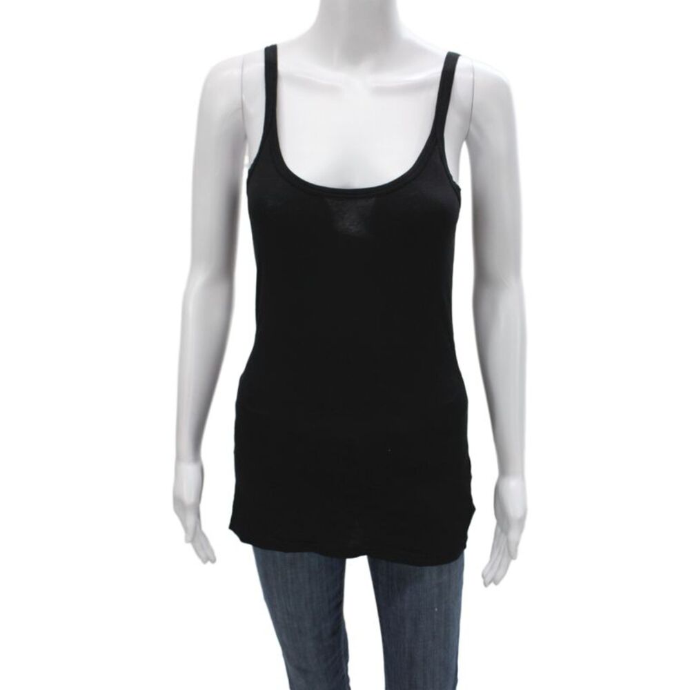Velvet by Graham & Spencer Women Basic Black Scoop Neck Tank Sleeveless Size S